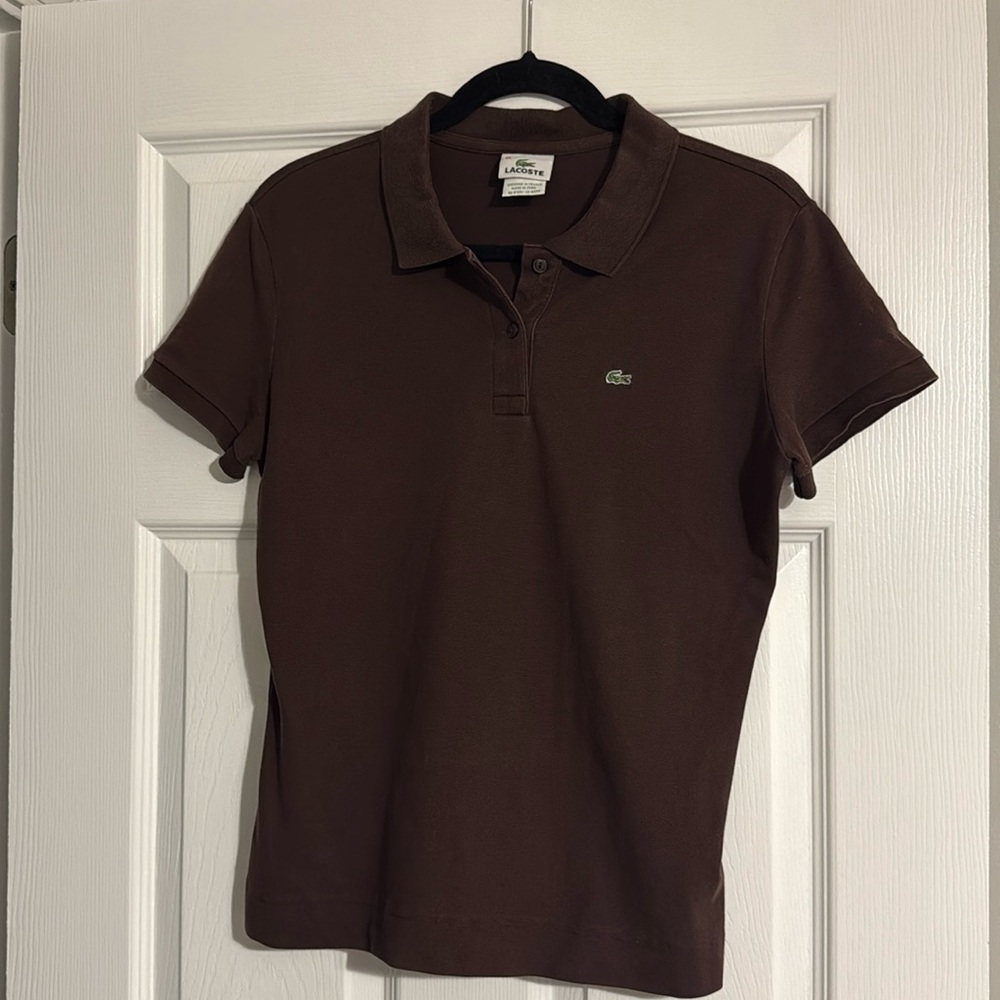 Lacoste CHOCOLATE BROWN Slim Fit Pique Polo - Large (46)